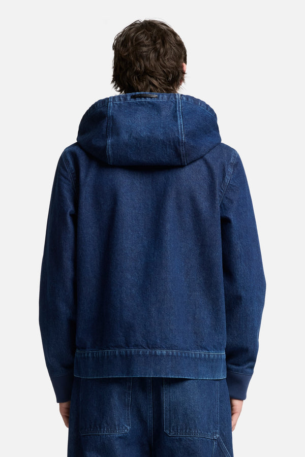 Utility Denim Hoodie in Carpenter Blue