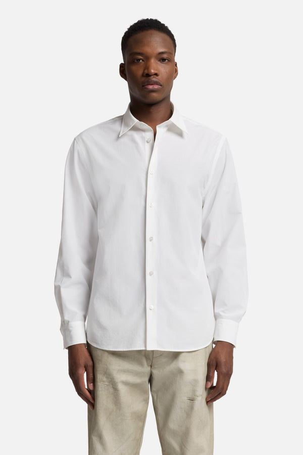 Long Sleeve Poplin Shirt in White