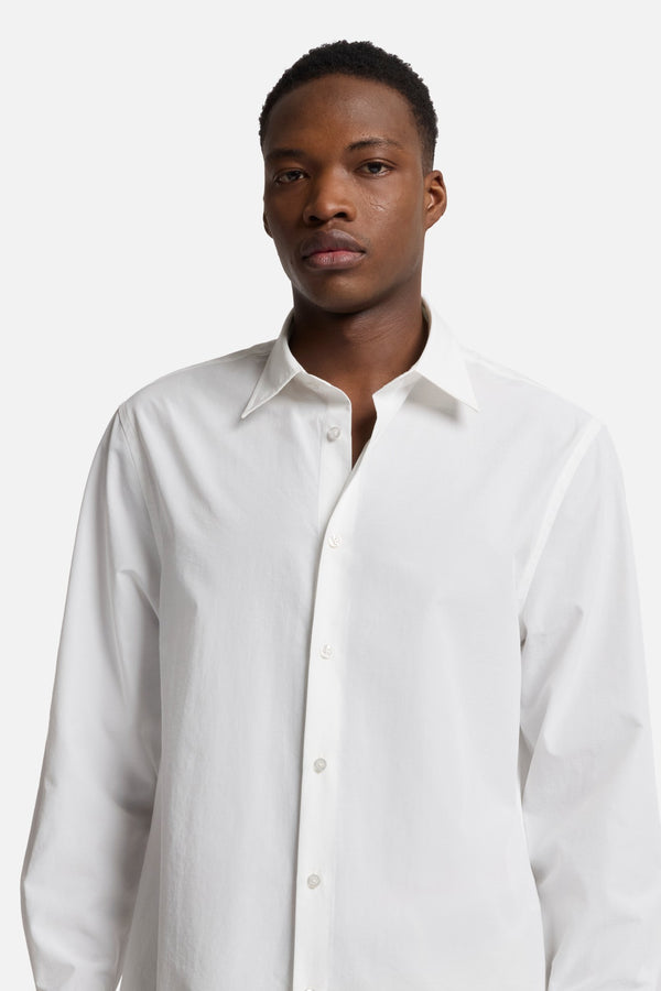 Long Sleeve Poplin Shirt in White