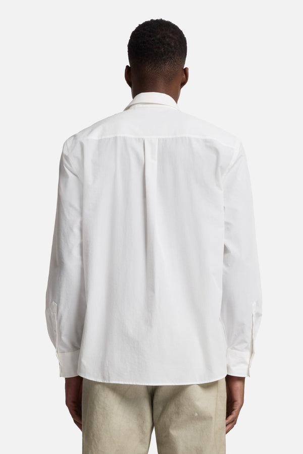 Long Sleeve Poplin Shirt in White