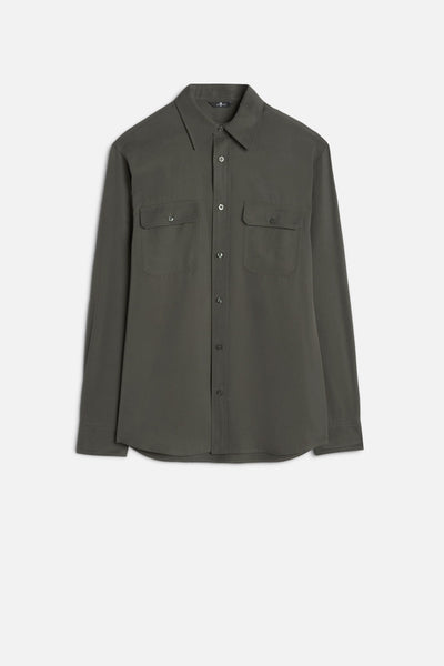 Fluid Military Shirt in Forest Green