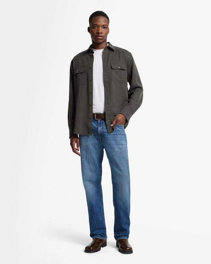 Fluid Military Shirt in Forest Green | 7 For All Mankind