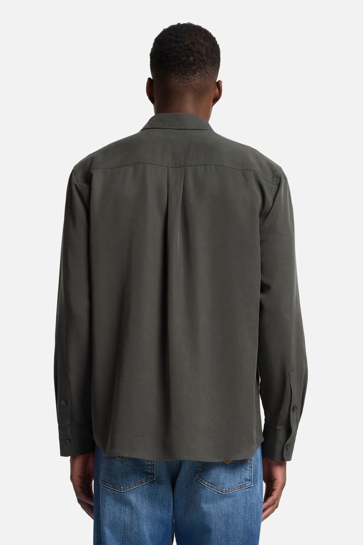 7 for All Mankind Fluid Military Shirt in Forest Green