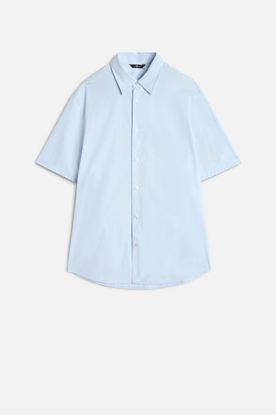 Short Sleeve Poplin Shirt in Sky Blue