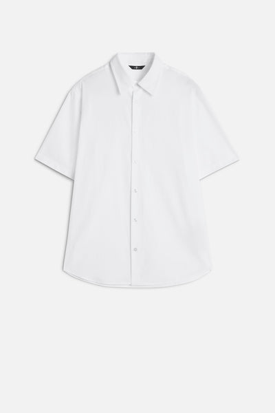 Short Sleeve Poplin Shirt in White