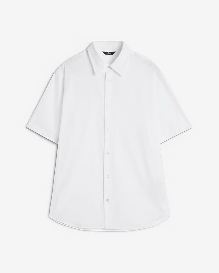 Short Sleeve Poplin Shirt in White | 7 For All Mankind
