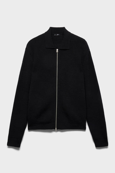 POLO ZIP SWEATER in Cotton Wool Black