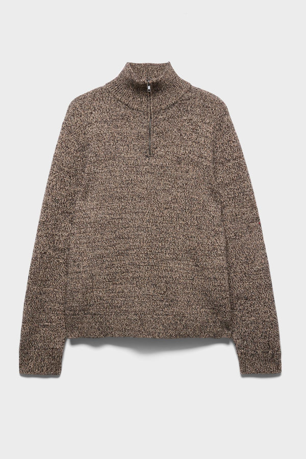 HALF ZIP SWEATER in Cotton Wool