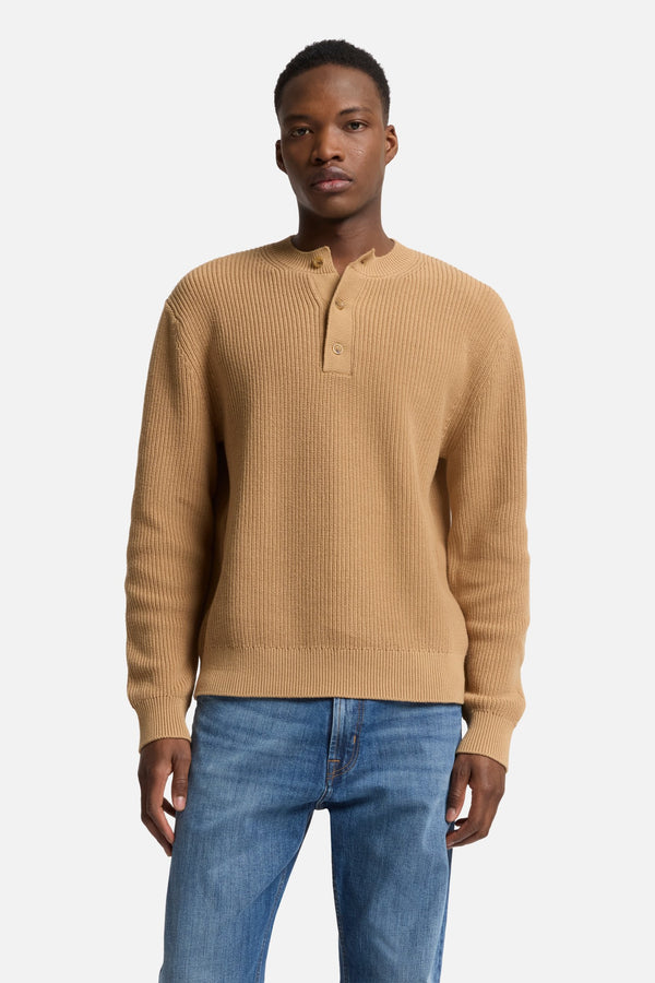 Henley Sweater in Beige