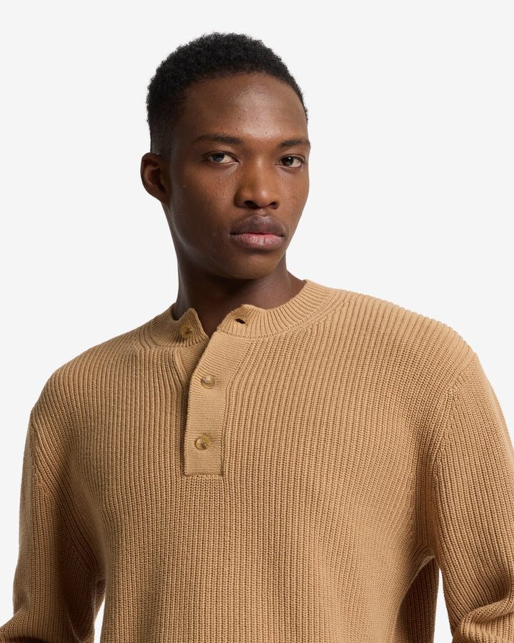 Henley Sweater in Beige