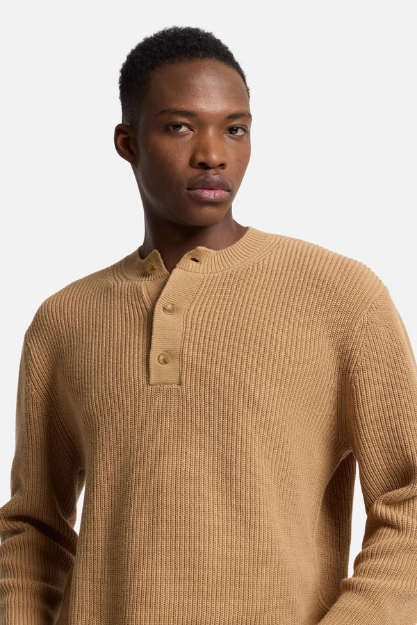 Henley Sweater in Beige