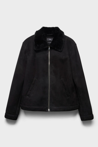 SHEARLING AVIATOR JACKET in Leather Black