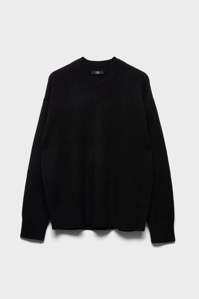 DOUBLE V-NECK SWEATER in Cashmere Coal