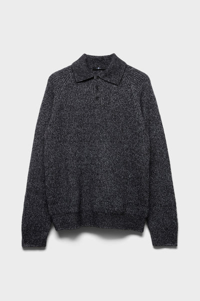 LONG SLEEVE BUTTON POLO in Wool Blend Lodge