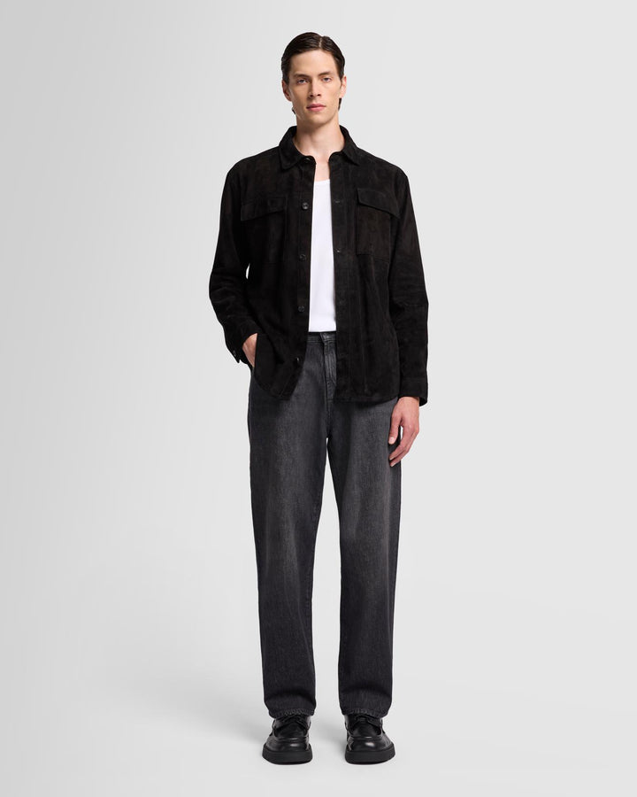 Suede Overshirt in Black