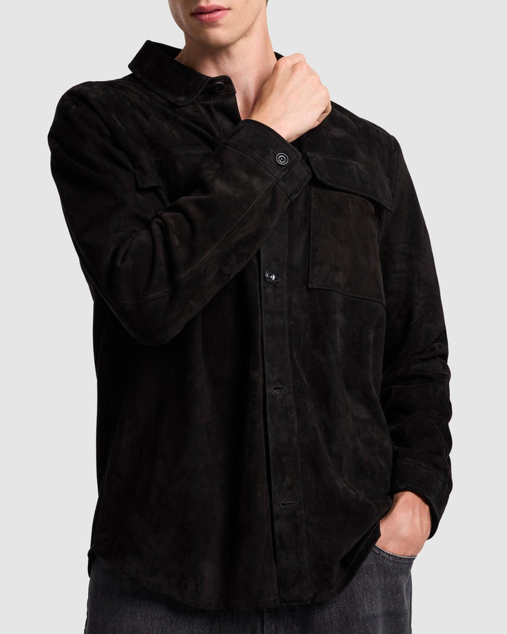 Suede Overshirt in Black