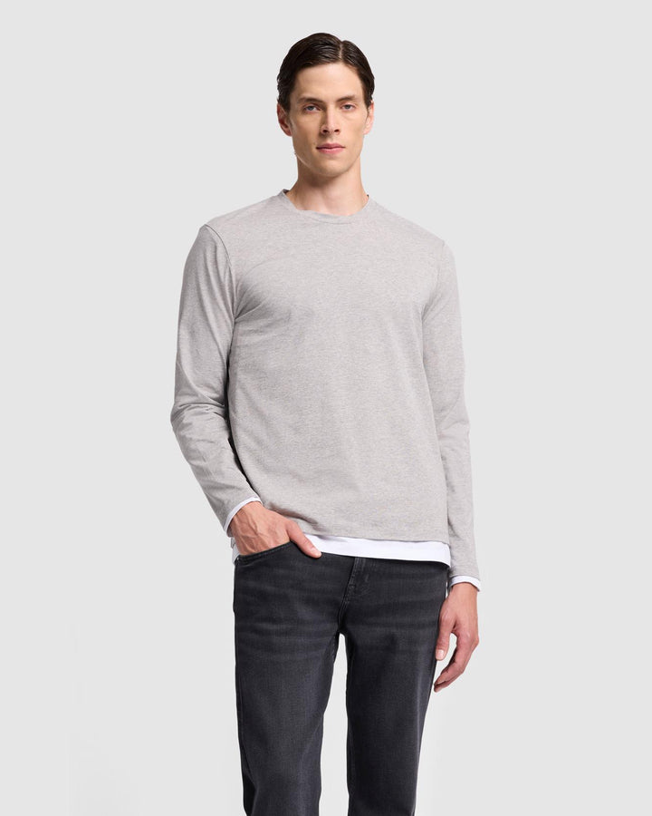Luxe Performance Long Sleeve Tee in Grey Melange