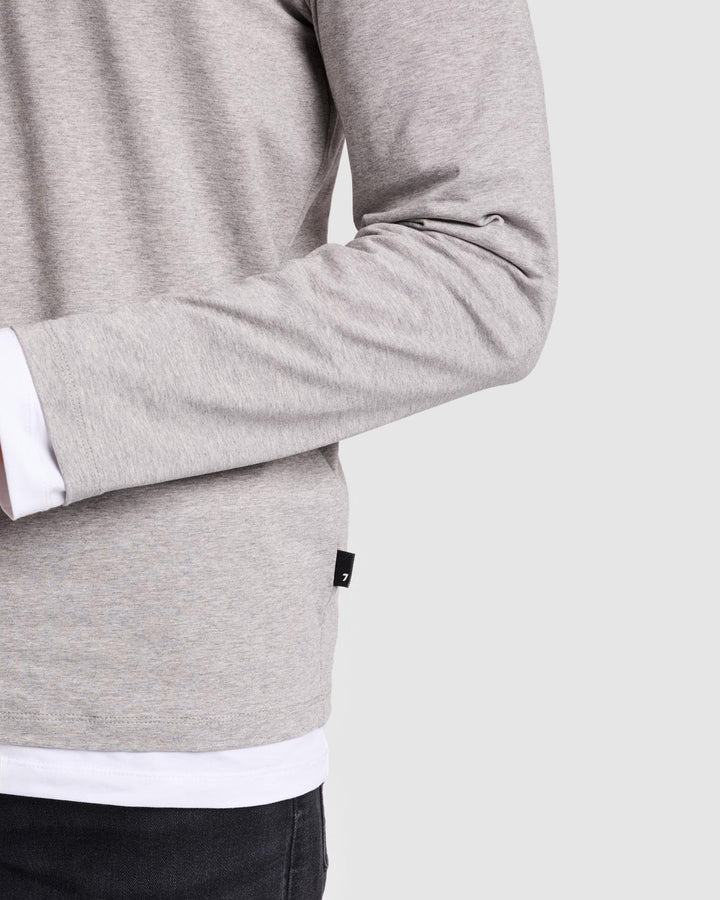Luxe Performance Long Sleeve Tee in Grey Melange
