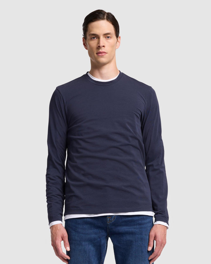 Luxe Performance Long Sleeve Tee in Navy