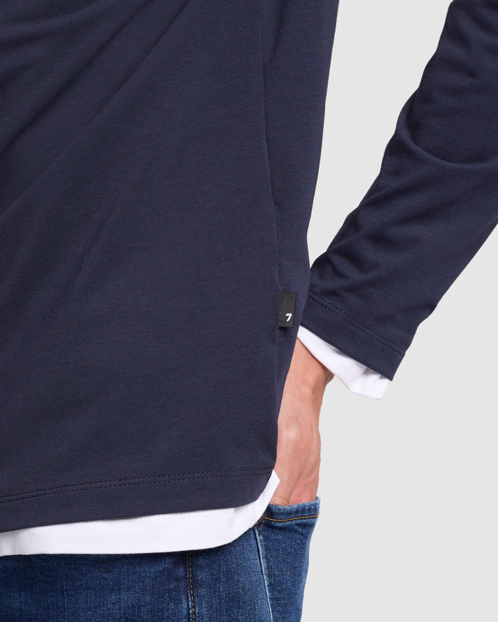 Luxe Performance Long Sleeve Tee in Navy