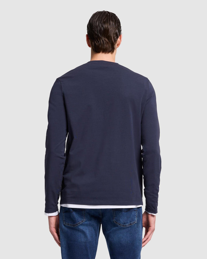 Luxe Performance Long Sleeve Tee in Navy