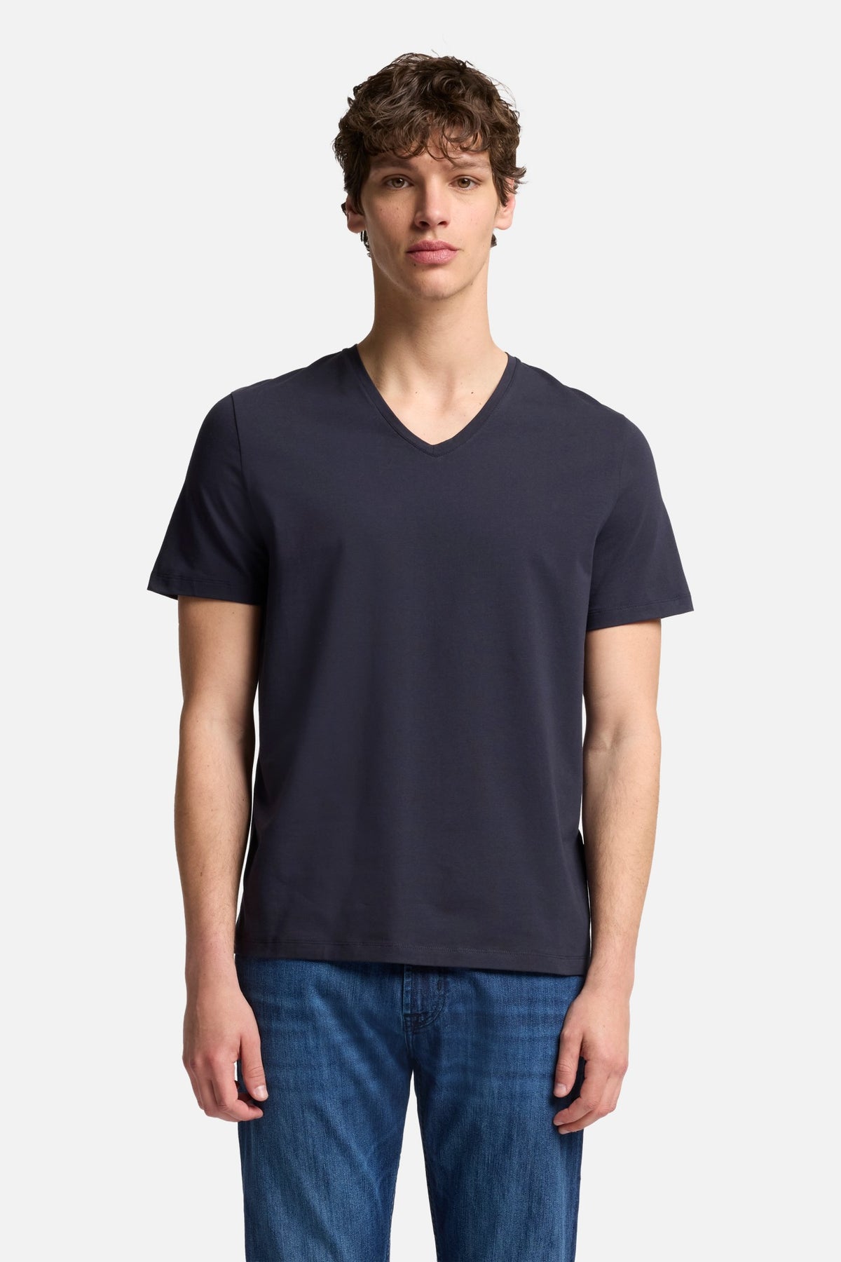 Luxe Performance V-Neck Tee in Navy | 7 For All Mankind