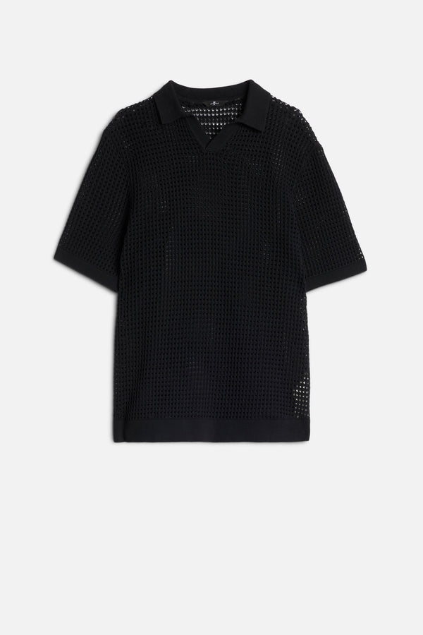 SHORT SLEEVE CROCHET POLO