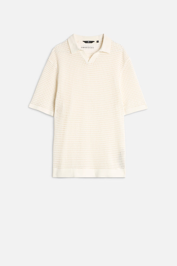 SHORT SLEEVE CROCHET POLO