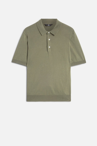 Short Sleeve Polo Sweater in Army Green