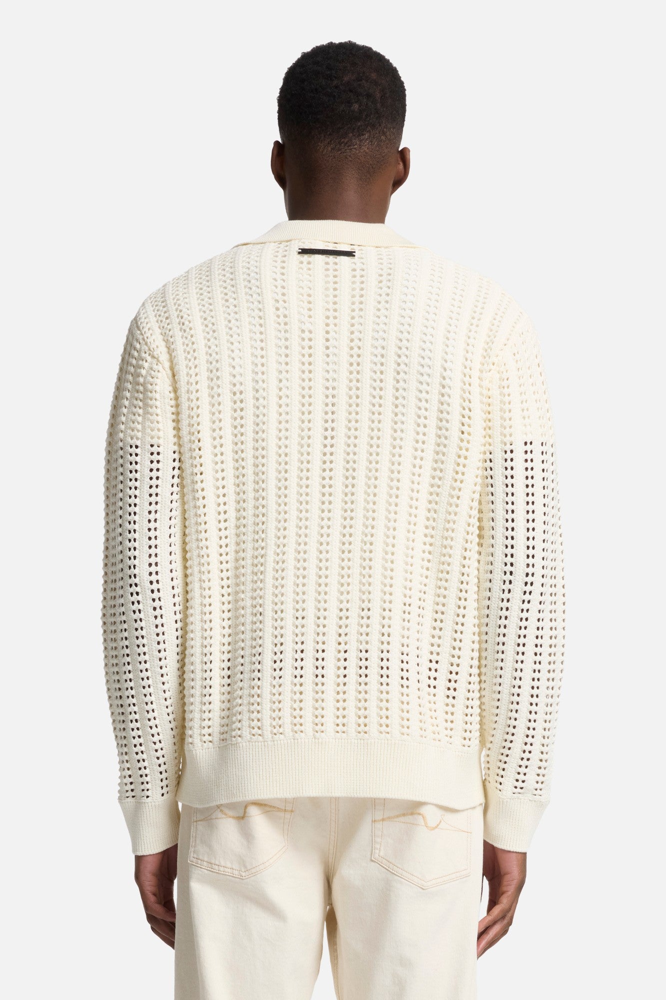 Crochet Knit Polo in White | 7 For All Mankind