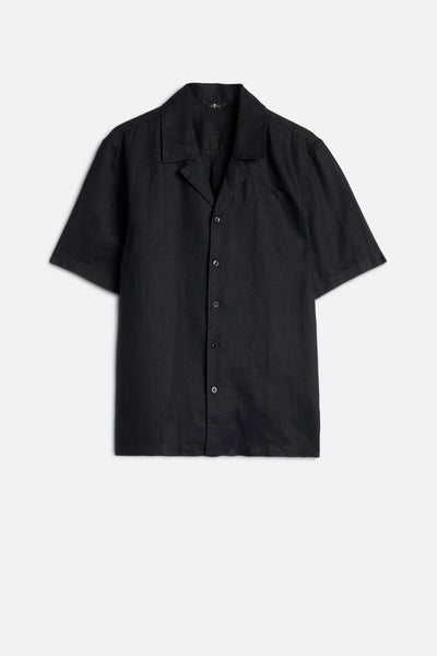 Linen Camp Shirt in Black