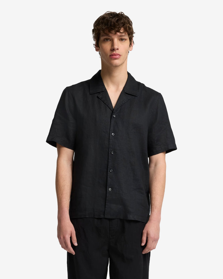 Linen Camp Shirt in Black | 7 For All Mankind