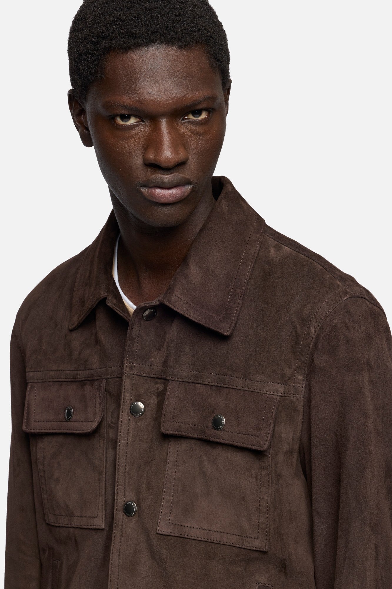 MODERN TRUCKER JACKET in Suede Espresso | 7 For All Mankind