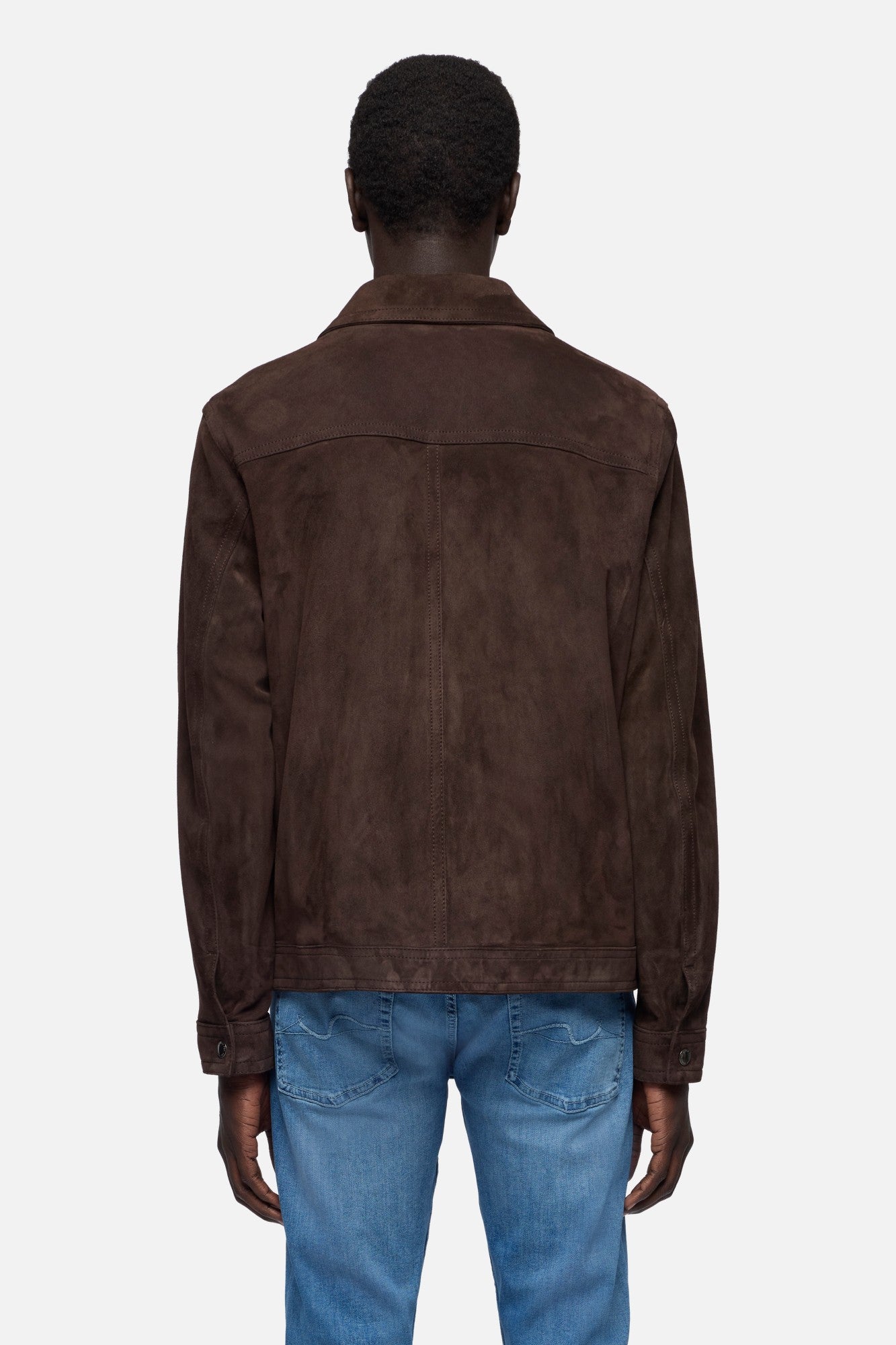 MODERN TRUCKER JACKET in Suede Espresso | 7 For All Mankind