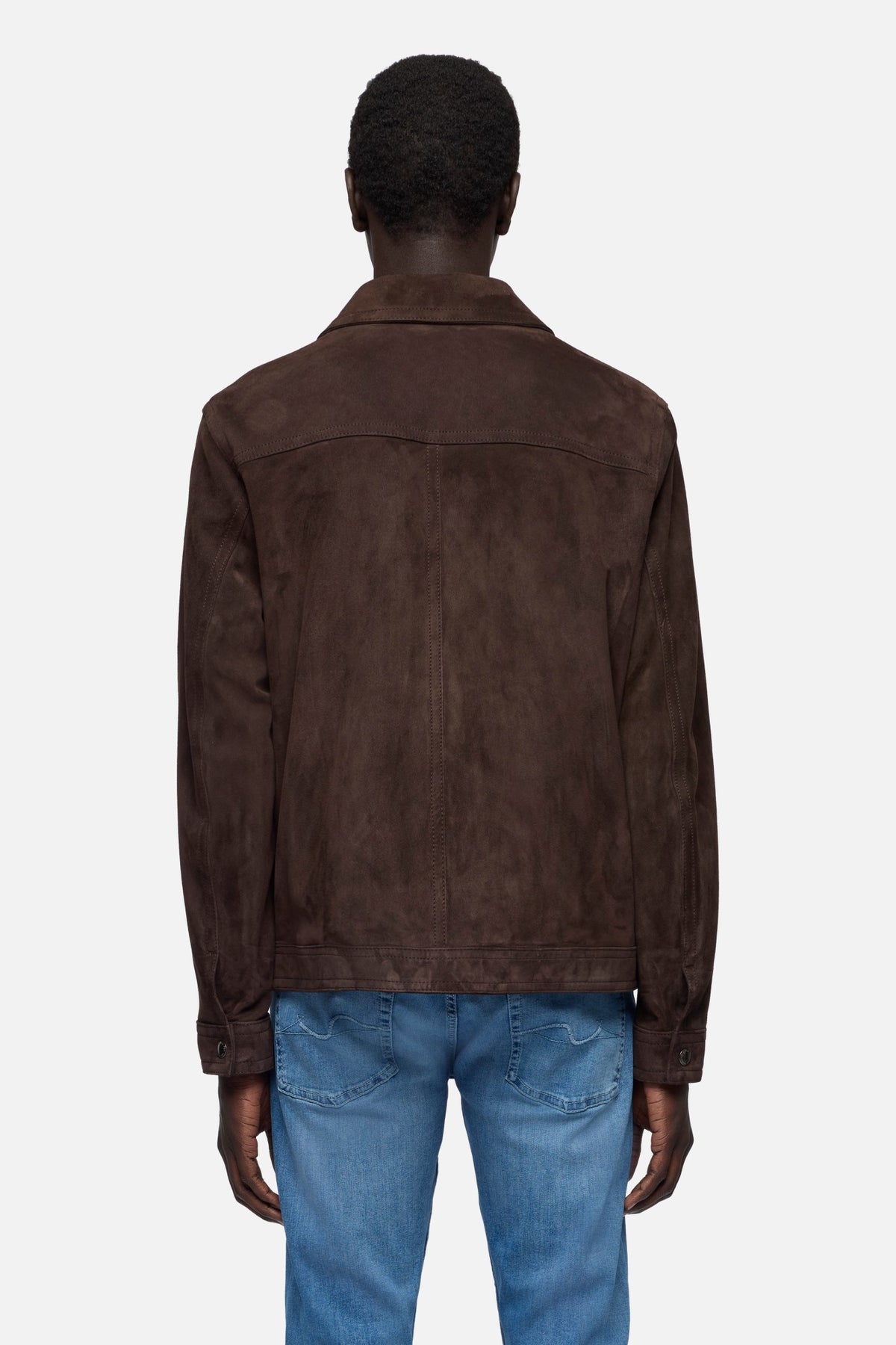 MODERN TRUCKER JACKET in Suede Espresso | 7 For All Mankind