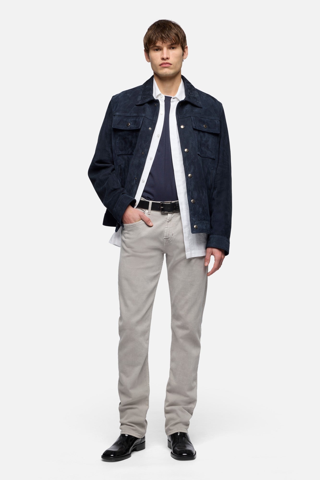 MODERN TRUCKER JACKET in Suede Midnight | 7 For All Mankind