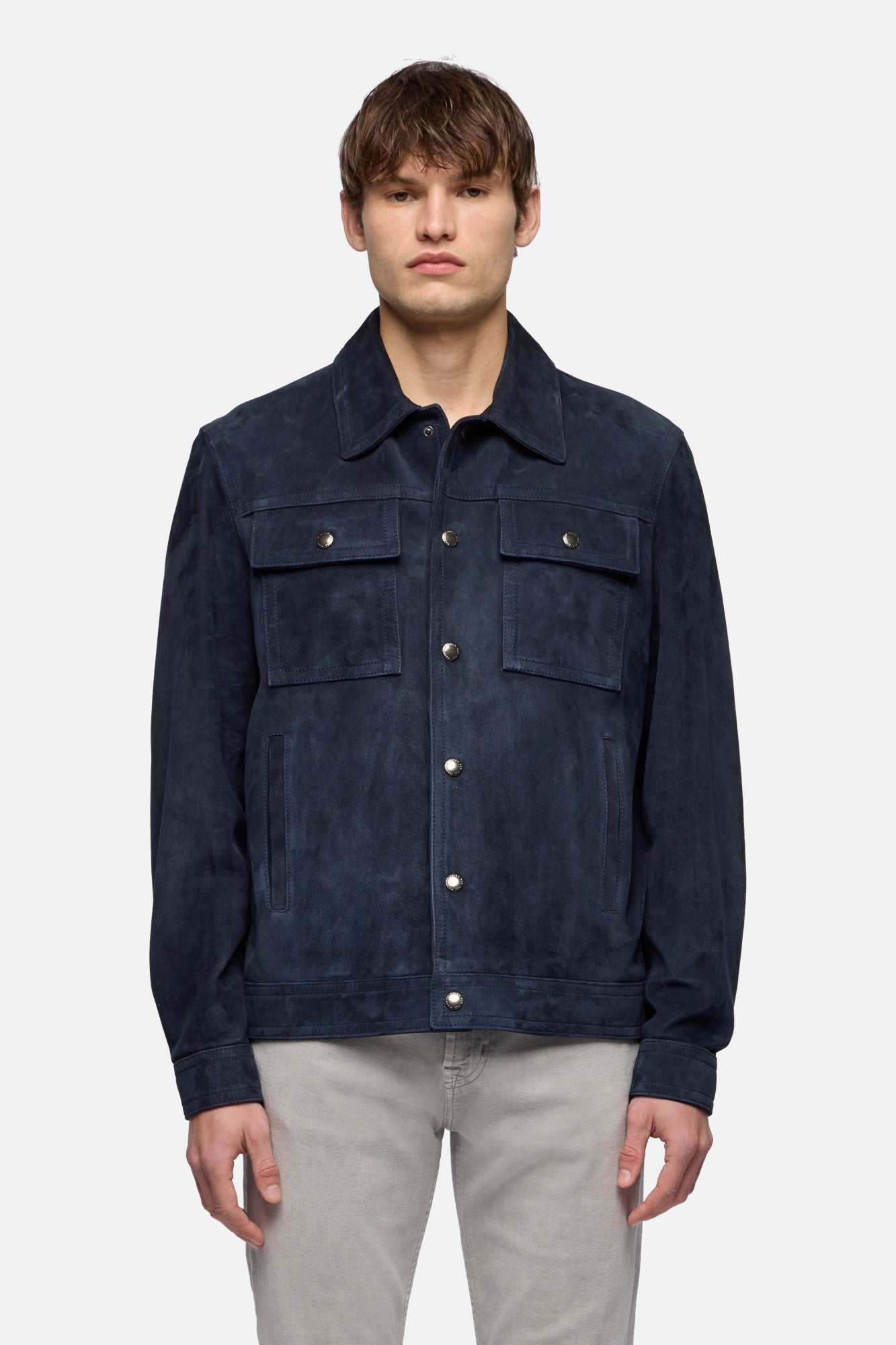 MODERN TRUCKER JACKET in Suede Midnight | 7 For All Mankind MODERN TRUCKER JACKET in Suede Midnight | 7 For All Mankind