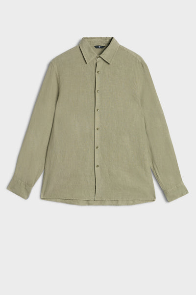 CLASSIC BUTTON UP SHIRT in Linen Army