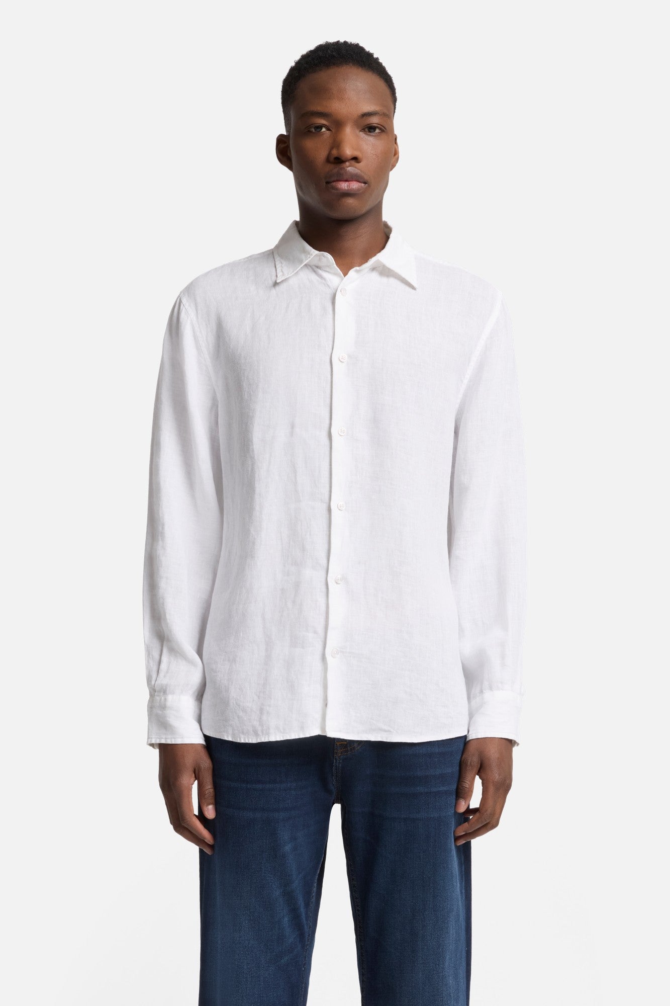 Classic Linen Button Up Shirt in White | 7 For All Mankind