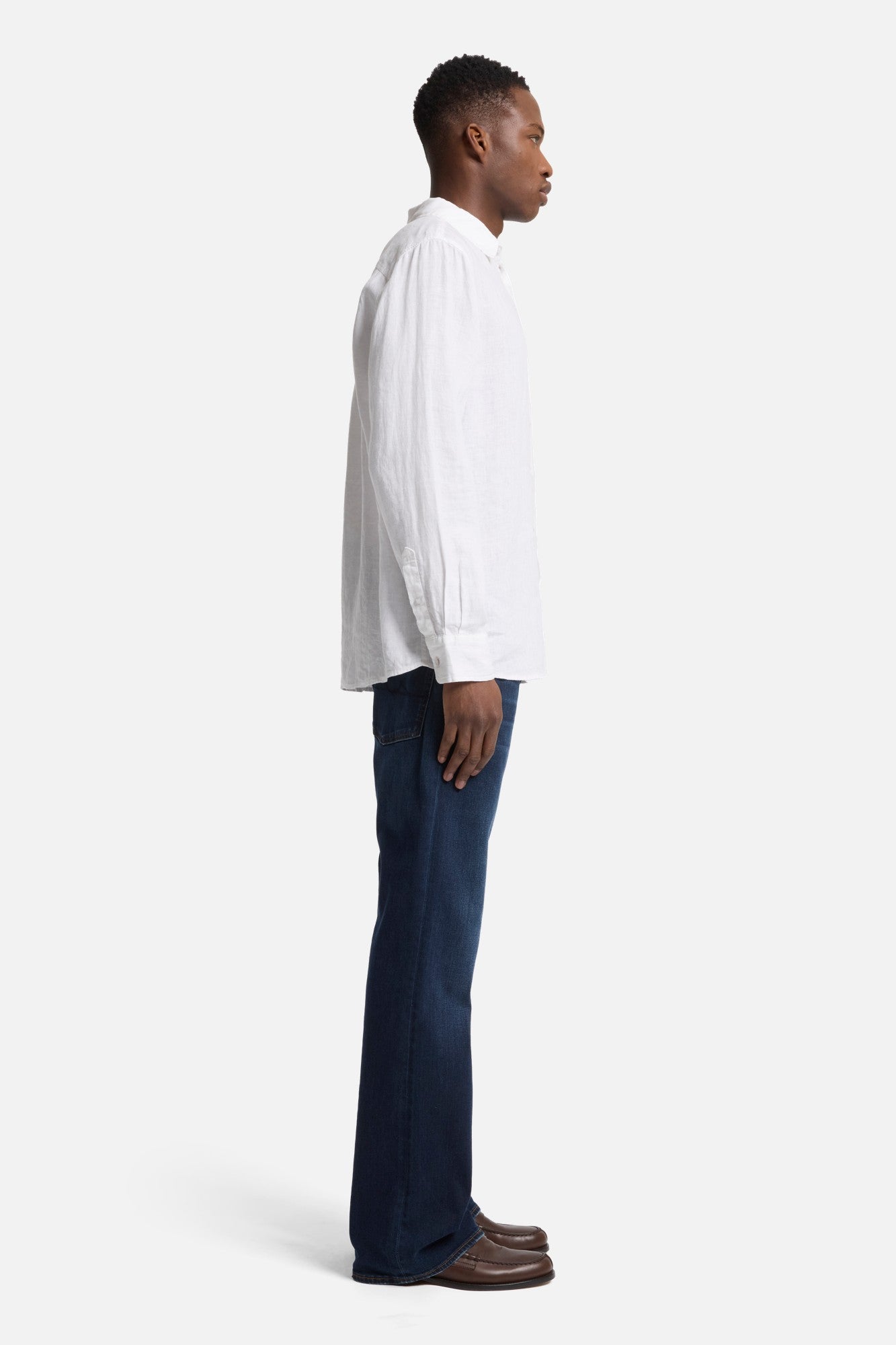 Classic Linen Button Up Shirt in White | 7 For All Mankind
