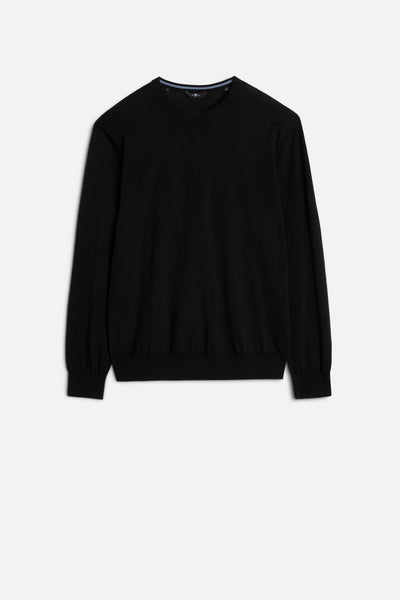 Classic Cotton Long Sleeve Sweater in Black