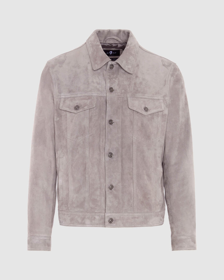 Grey suede trucker jacket best sale