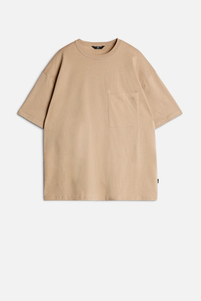 Short Sleeve Relaxed Tee in Beige