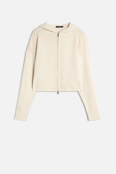 Cashmere Zipper Hoodie in Ice White