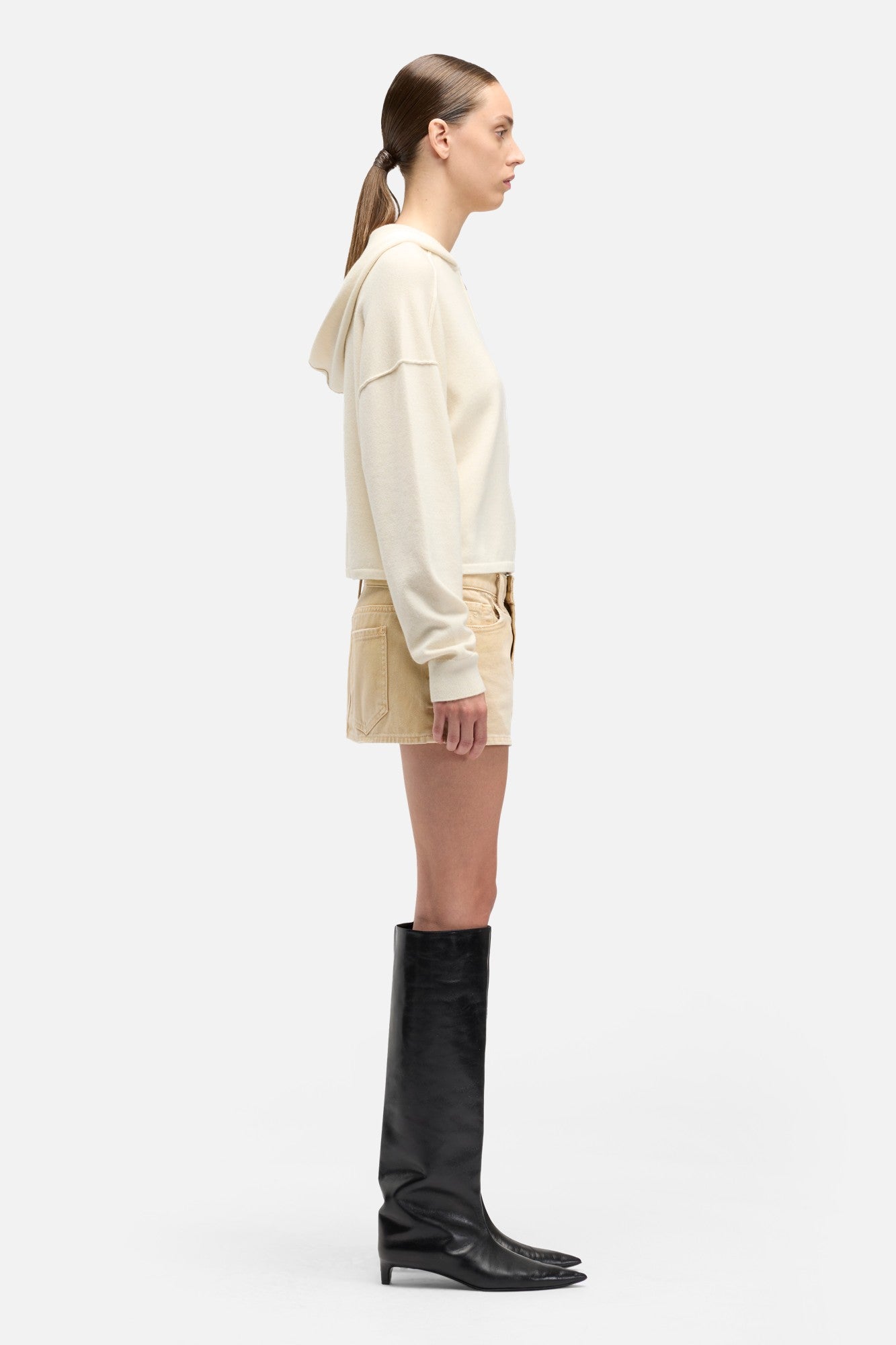 Cashmere Zipper Hoodie in Ice White | 7 For All Mankind