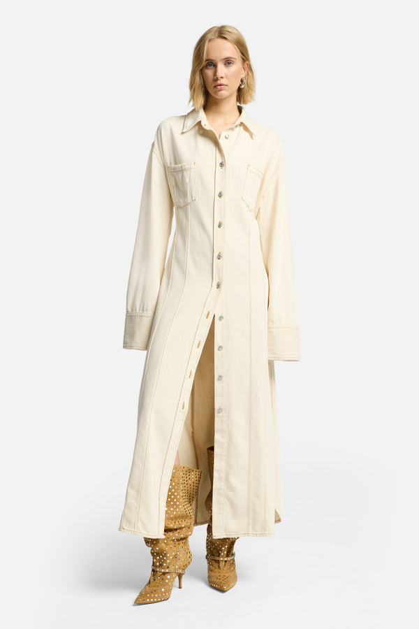Denim Maxi Shirtdress in Solitary Star