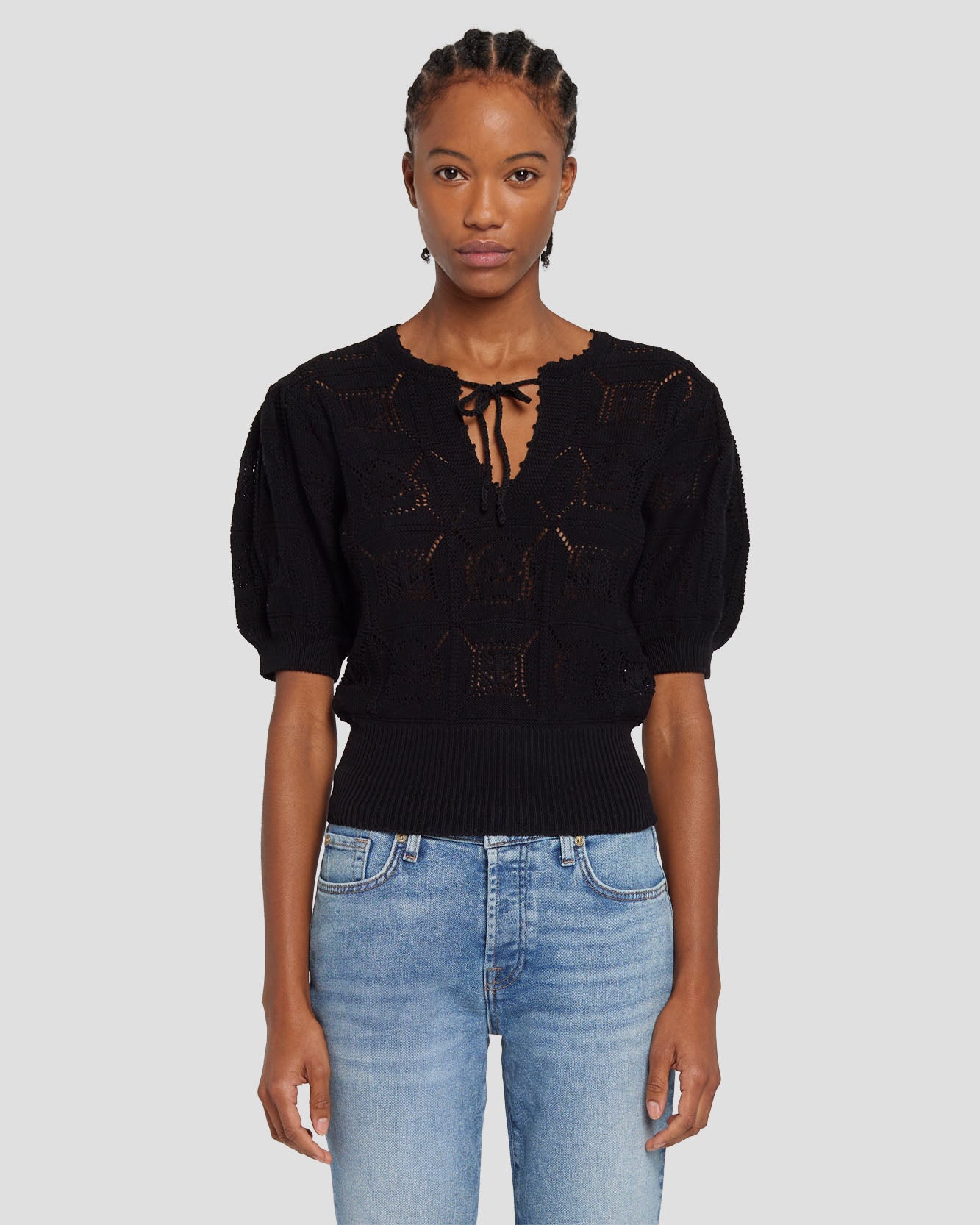7 for all mankind Short Sleeve Crochet Sweater Sweaters