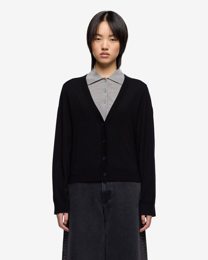 Wool Cardigan in Black | 7 For All Mankind