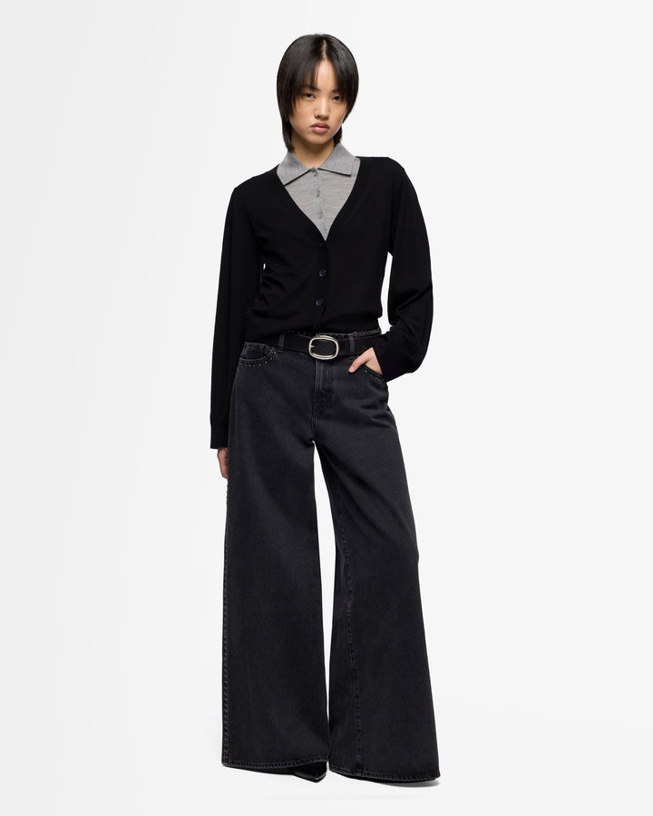 Wool Cardigan in Black | 7 For All Mankind