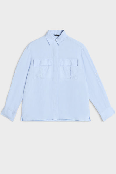 UTILITY LONG SLEEVE SHIRT in Linen Light Blue